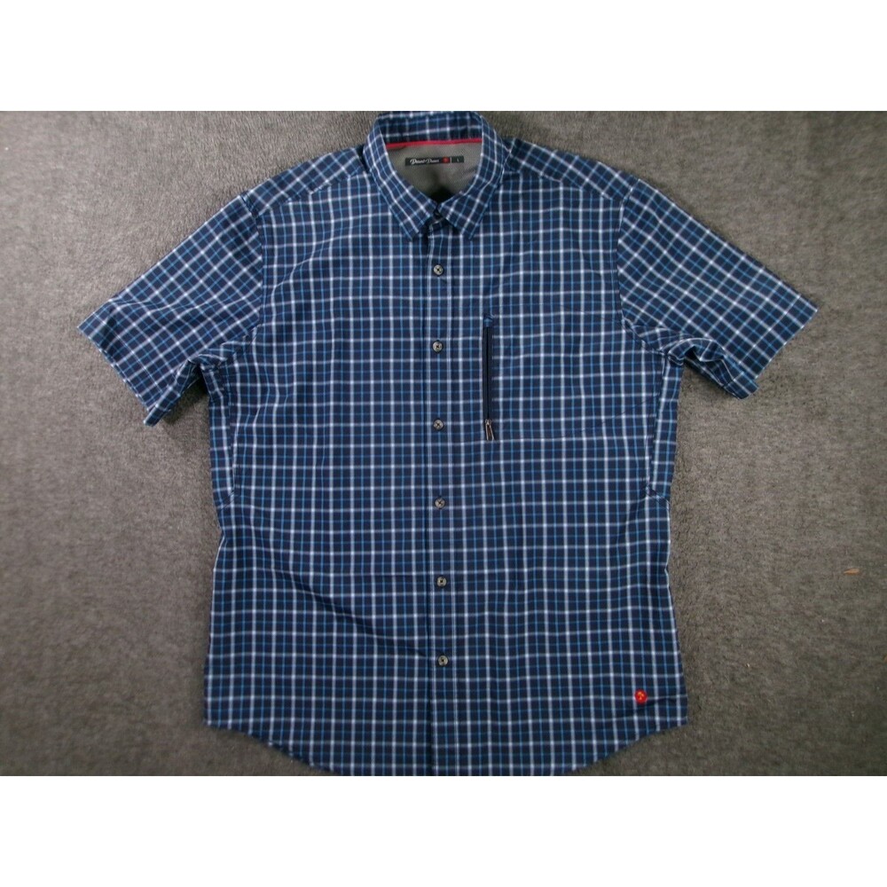 Desert Dunes Shirt Men L Blue Plaid Button Front Classic Casual Preppy Work